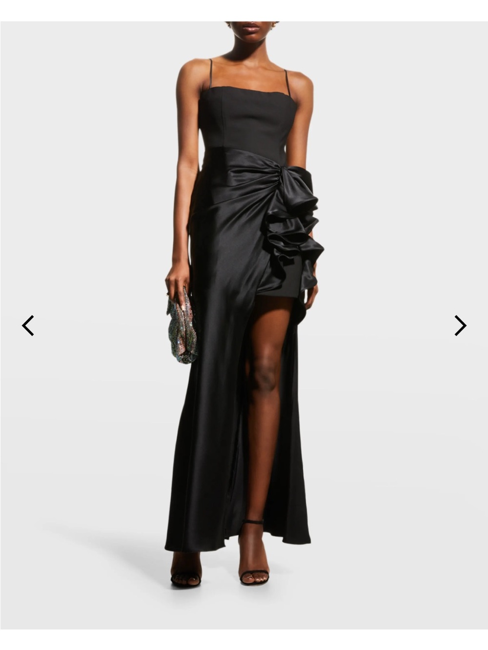 cinq a sept Black High-Low Dress with Side Ruffle